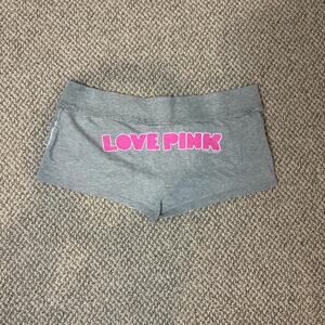 Cute vintage y2k VS PINK low rise gray mini/ micro sweat bum logo shorts